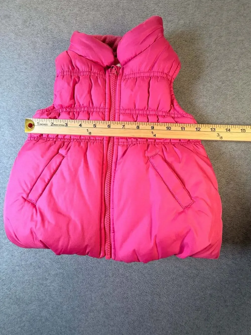 OshKosh B'gosh Puffer Vest Size 18M Hot Pink Fleece Lined